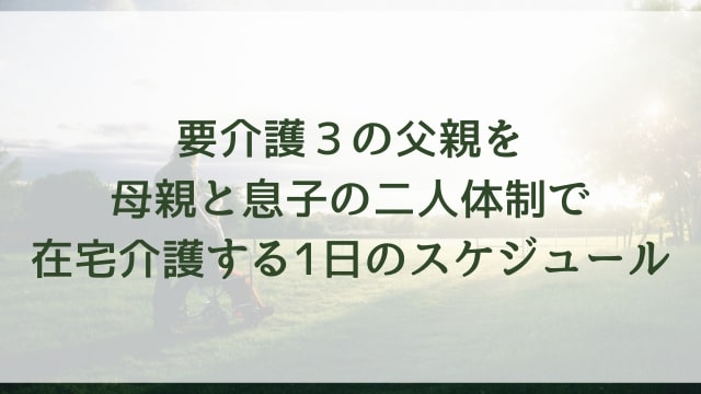 要介護3の父親を母親と息子の二人体制で在宅介護する1日のスケジュール